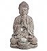 Produktbild Buddha sitzend Statue Figur Skulptur Feng Shui Teelichthalter Grau Keramik 30 cm