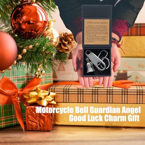 Image of Motorcycle Bell Guardian Angel Charm - Weather-resistant Good Luck Gremlin Bells With Gift Box, Legend Card, Keychain