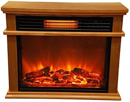 LifeSmart LifePro 1500 Watt Portable Electric Infrared Quartz Fireplace Heater for Indoor Use with 3 Heating Elements and Remote Control, Golden Oak