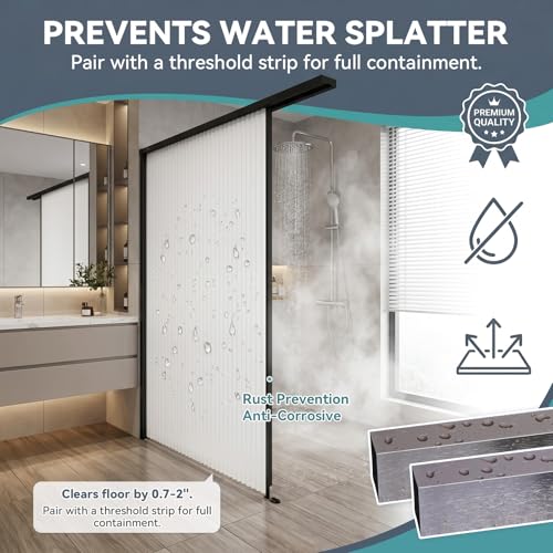 Divisor de Ducha Plegable Quvex con Marco de Aluminio 43.3" x 71" para Baños Pequeños miniatura 2