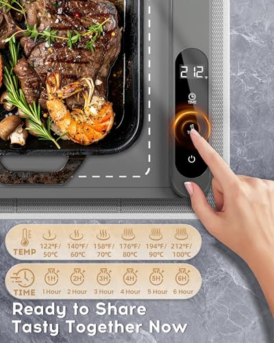 Image of Warming Mat For Food 24 inchDx16 inchW 500W Food Warming Mat Heat Resistant Pad Graphene 5s Rapid Food Warmers for Parties Buffet 6 Temp 6H Timer Chafing Dishes for Buffet,Auto Shut Off for Gatherings