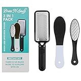 3 PCS Professional Pedicure Foot File for Hard Skin - Anti Rust Stainless Steel Callus Remover for Cracked Heels - Easy to Use & Anti Skid Design - Foot Care Tool for Dry and Dead Skin - BNS