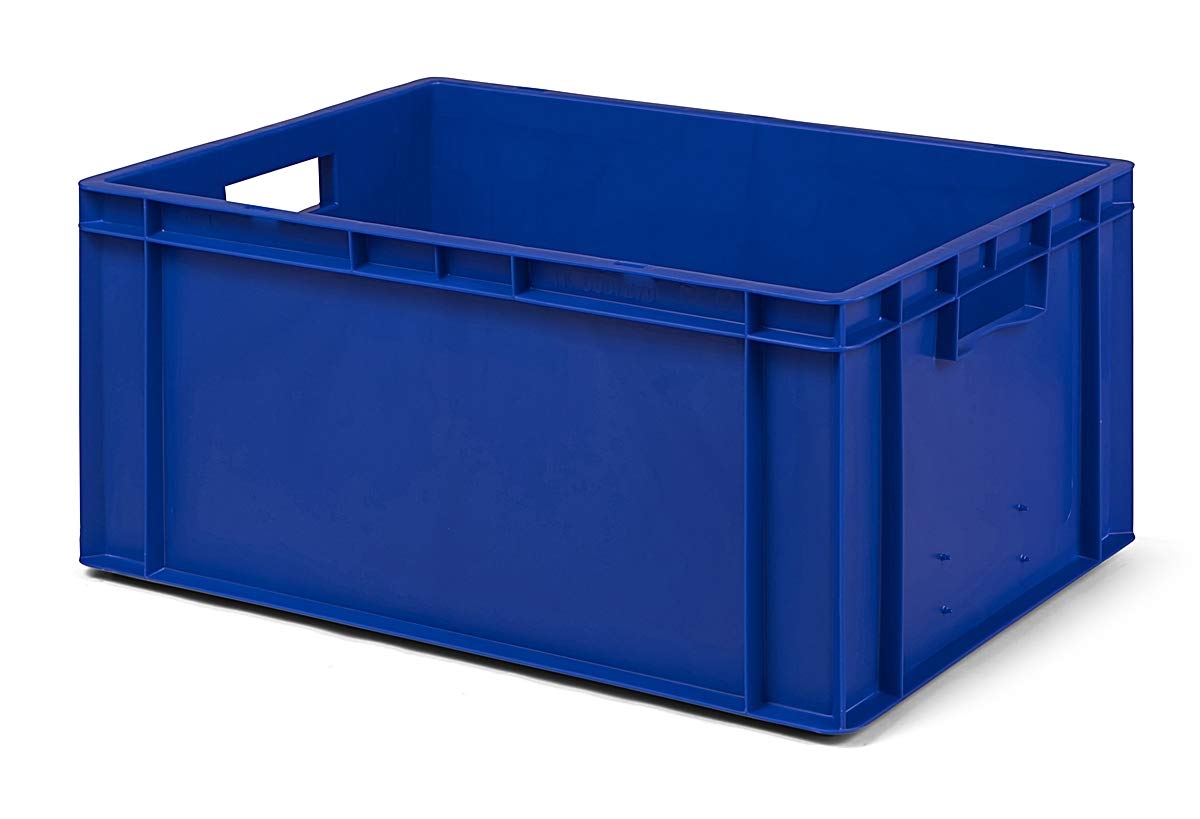 1a-TopStore 3 Stk. Transport-Stapelkasten TK627-0, blau, 600x400x270 mm (LxBxH), aus PP, Volumen: 51 Liter, Traglast: 50 kg, lebensmittelecht, made in Germany, Industriequalität