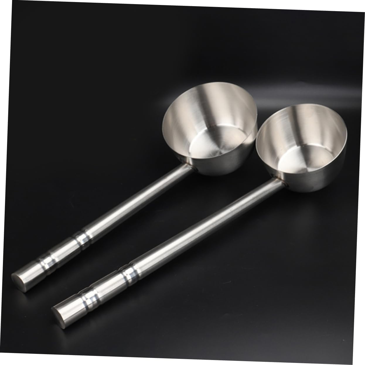 iplusmile Stainless Steel Water Spoon with Long Ergonomic Handle Flat Bottom Kitchen Ladle for Household Water Scooping Multi Functional Kitchen Tool with Capacity