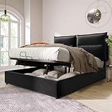 ✿FONCTION DE RANGEMENT : Ce lit de rangement peut être facilement soulevé du sommier à l'aide du levier hydraulique pour ouvrir l'espace de rangement spacieux sous le lit, ce qui est pratique pour ranger les couettes, les oreillers et d'autres articles pour rendre votre chambre à coucher plus ordonnée et organisée. La toile Oxford est fixée au bas du lit pour empêcher la poussière d'y pénétrer.