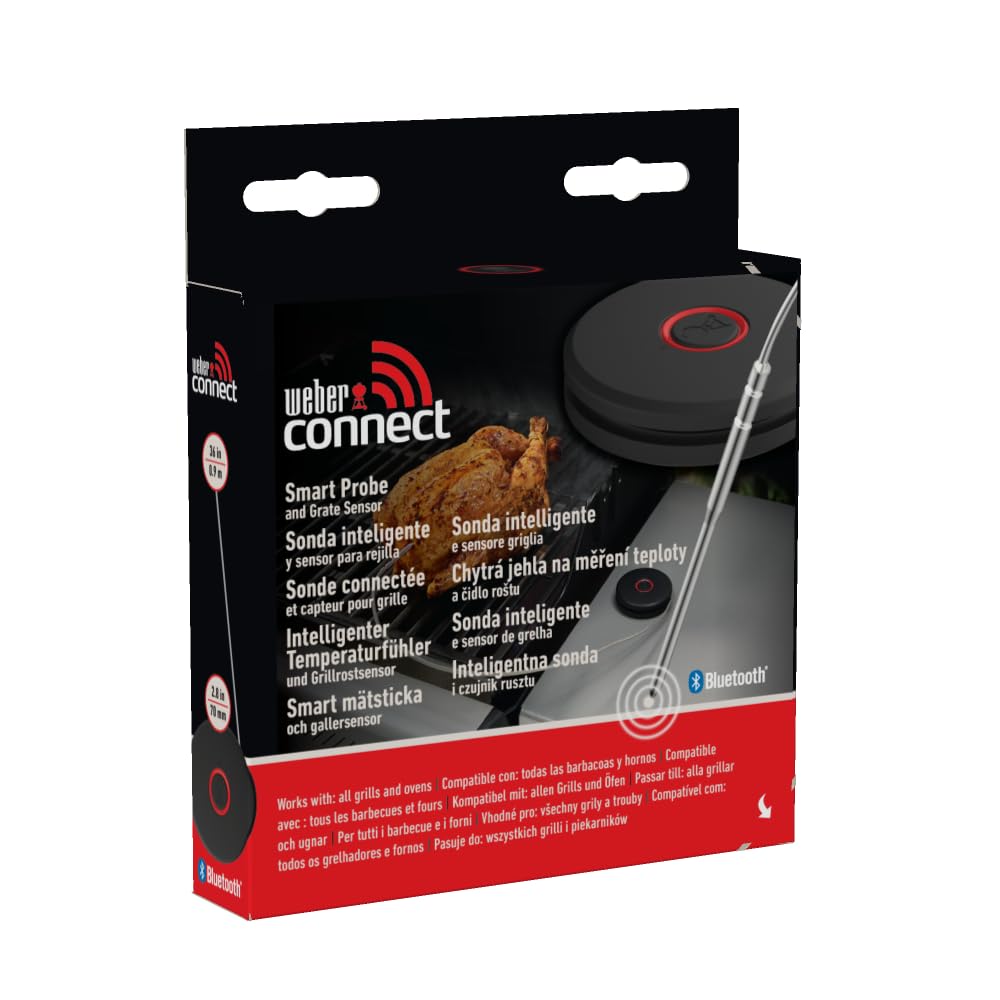 Weber Smart Thermomètre avec sondes de Grille et de Viande/Mesure la température du Gril et à cœur pour Une Cuisson Parfaite – Noir (3400590)