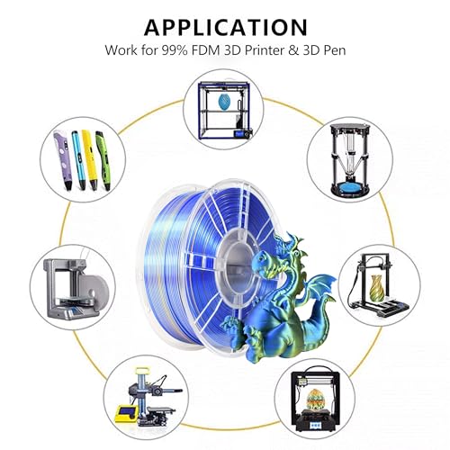 Image of iBOSS Silk Dual Color Filament PLA Plus 3D Printer 1.75mm + /- 0.02mm, Clog-Free 3D Printer Filament PLA+ Shiny Filament 1kg(2.2lbs) for Most FDM 3D Printer, Shiny Silk Texture, Silk Gold Blue
