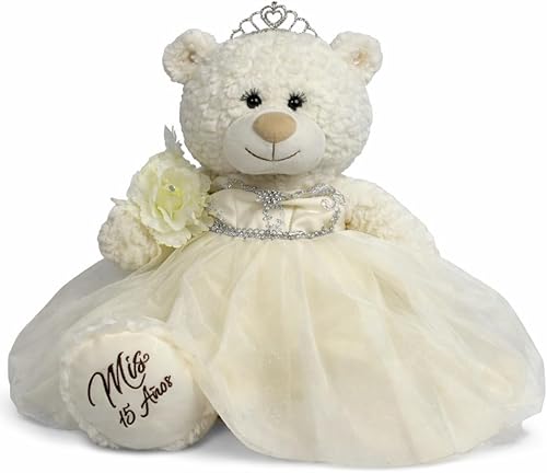 KINNEX COLLECTIONS SINCE 1997 Centro de mesa grande de 20.0 in de oso de peluche de quinceañera - Vestido elegante, regalo de recuerdo de gran