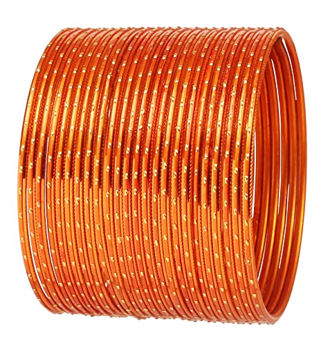 Touchstein Bunte Armreif-Kollektion Indische Bollywood Legierung Metall Multi Zweck ziemlich ansehen Texturierte orange Farbe des Designer Schmuck Armreif Armbänder Set von 24 für Frauen