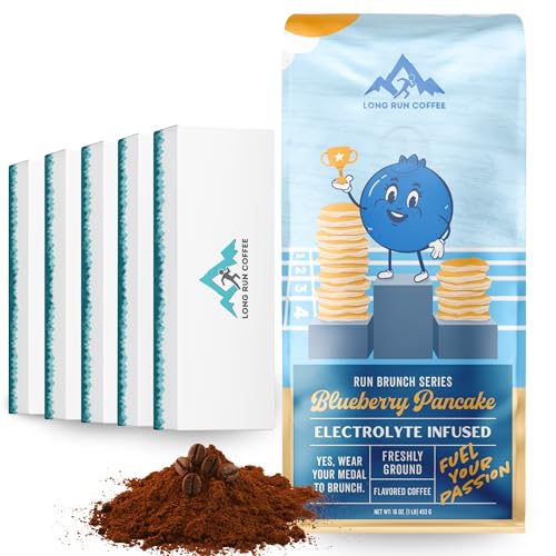 Image of Long Run Coffee - Hydrating Coffee with Electrolytes - All Natural Energy + Hydration + Recovery for Athletes - Stomach Friendly Electrolyte Coffee for Runners (5 lb, Blueberry Pancake)