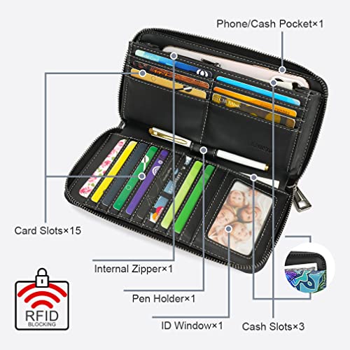 Aphison Women Wallets Large Capacity Clutch Purse For Women Ladies Wallet Clearance Credit Card Holder Womens Rfid Wallet Moon Cute Cow Cat Elephant Fox Cell Phone Purse #TOP1