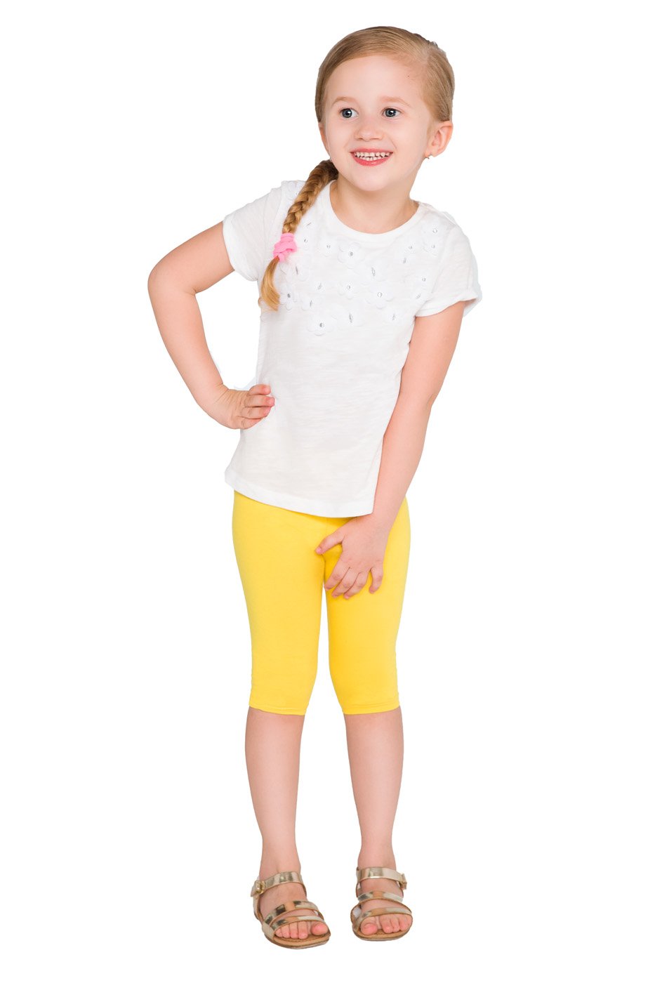 hi!mom Girls Cropped Leggings 3/4 Lenght - Cotton Basic Opaque Stretchy Dance Sport School Summer Capri Leggings - Pants for Kids Leggings — view 16