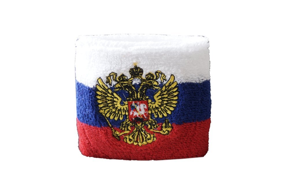 Polsino In Spugna Elastico Con Bandiera Russia: Accessorio Moda Assorbente In Cotone, Nylon E Spandex, Taglia Unica