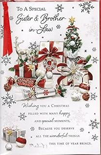 Sister and Brother-In-Law Christmas Card ~ To A Special Sister and Brother-In-Law At Christmas ~ Traditional Snowy Cottage Large Card