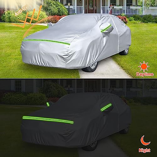 Waterproof Car Covers Replace for 2005-2025 Lexus IS250 IS300 IS350, 6 Layers Silver All Weather Custom-fit Car Cover with Zipper Door & Windproof Bands for Snow Rain Dust Hail Protection - Image 5