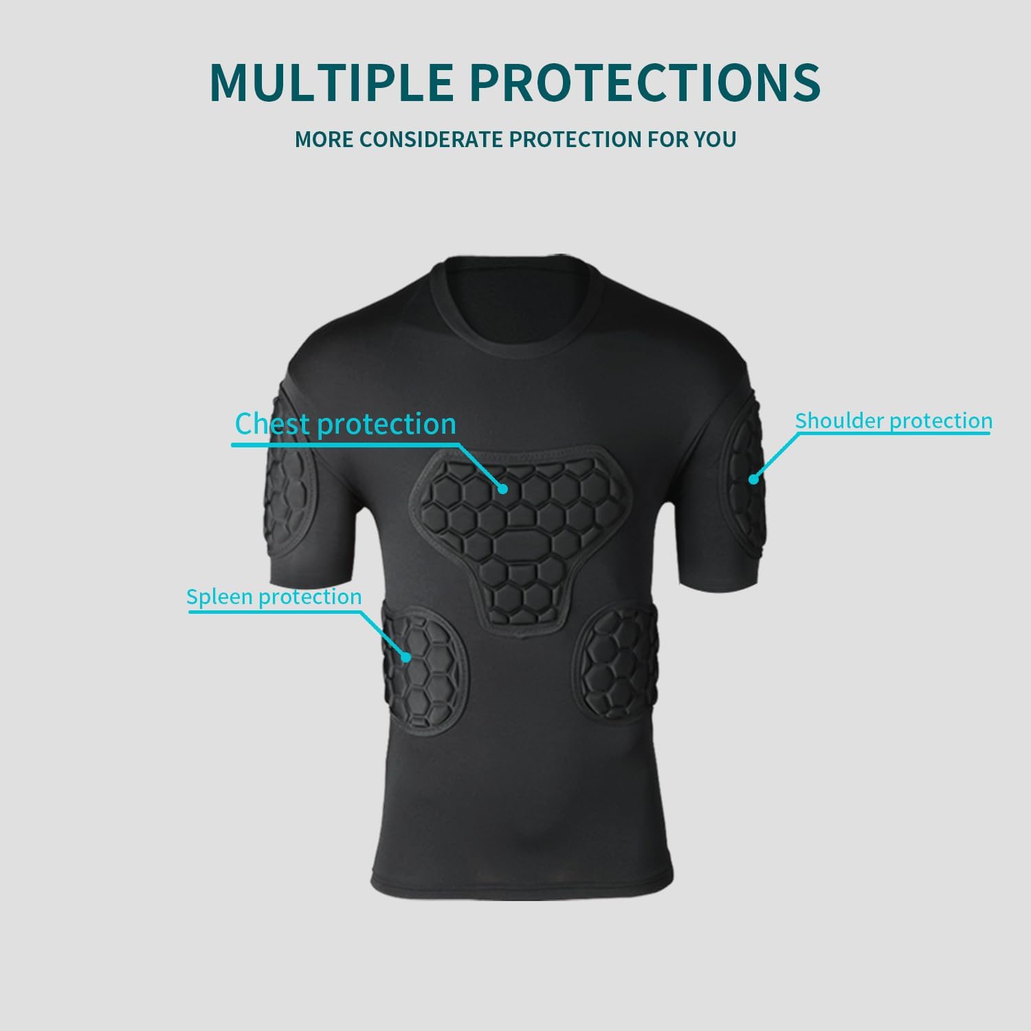 Shinestone Adult Men's Goalkeeper Armor BodyShield Padded Compression Shirt Pants and Short with Sponge Protector,X-Large Black