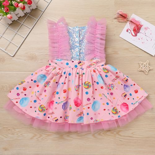 IBTOM CASTLE Toddler Girls Birthday Party Dress Strawberry Candy Embroidery Princess Tulle Wedding Pageant Fancy Sundress4
