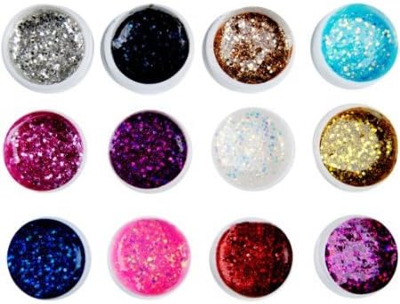 Shari Fashion 12 Colors/set BIG Glitter Uv GEL Extension Acrylic Nail Art Design Builder DIY the Glue Manicure Decoration