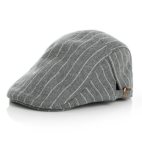 Qingsun Classic Baby Boy Berets Cap Stripe Irish Adjustable Vintage Driver Newsboy Hat(Grey)