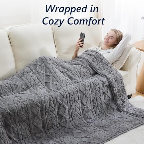 Image of Mr. Sandman Fleece Weighted Blanket for Adults Queen Size 15lbs, Heavy Throw Bed Blankets for Sleep and Calm, Soft Warm Sherpa Blanket for Winter, 60 x 80 Inches, Grey