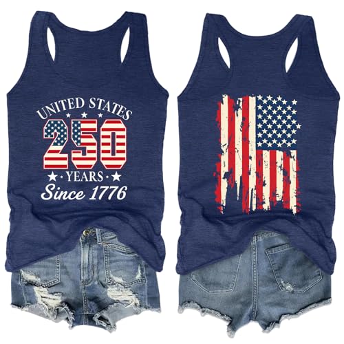 Image of Ithalt Womens American Flag Shirts 4th of July Outfits USA T-Shirt Patriotic Tank Shirt Fourth of July Sleeveless Tops