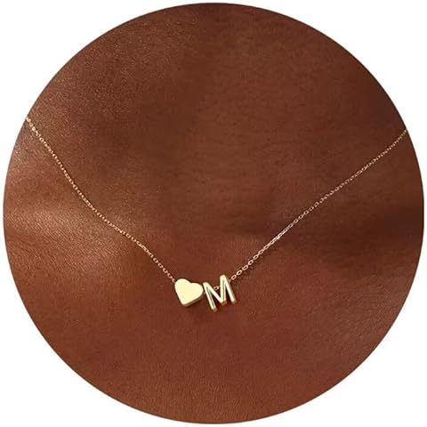 Turandoss Christmas Gifts for Grandkids - Dainty 18K Gold Plated Tiny Heart Initial A-Z Letter Pendant Necklace Stocking Stuffers for Teen Girls Jewelry
