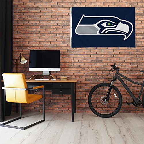 Bandeira de um lado com ilhós, Seattle Seahawks, cor do time, 9,5 x 1,5 m da NFL Rico Industries
