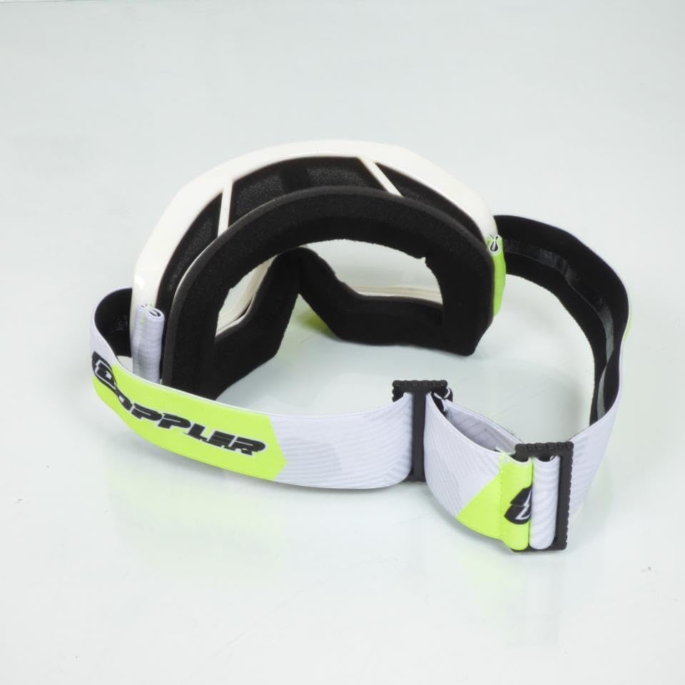 Gafas cross Doppler blanco amarillo con mascarilla protectora 3