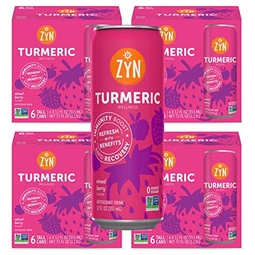 ZYN Turmeric Wellness Drink (24 Pack), Mixed Berry Flavored Turmeric