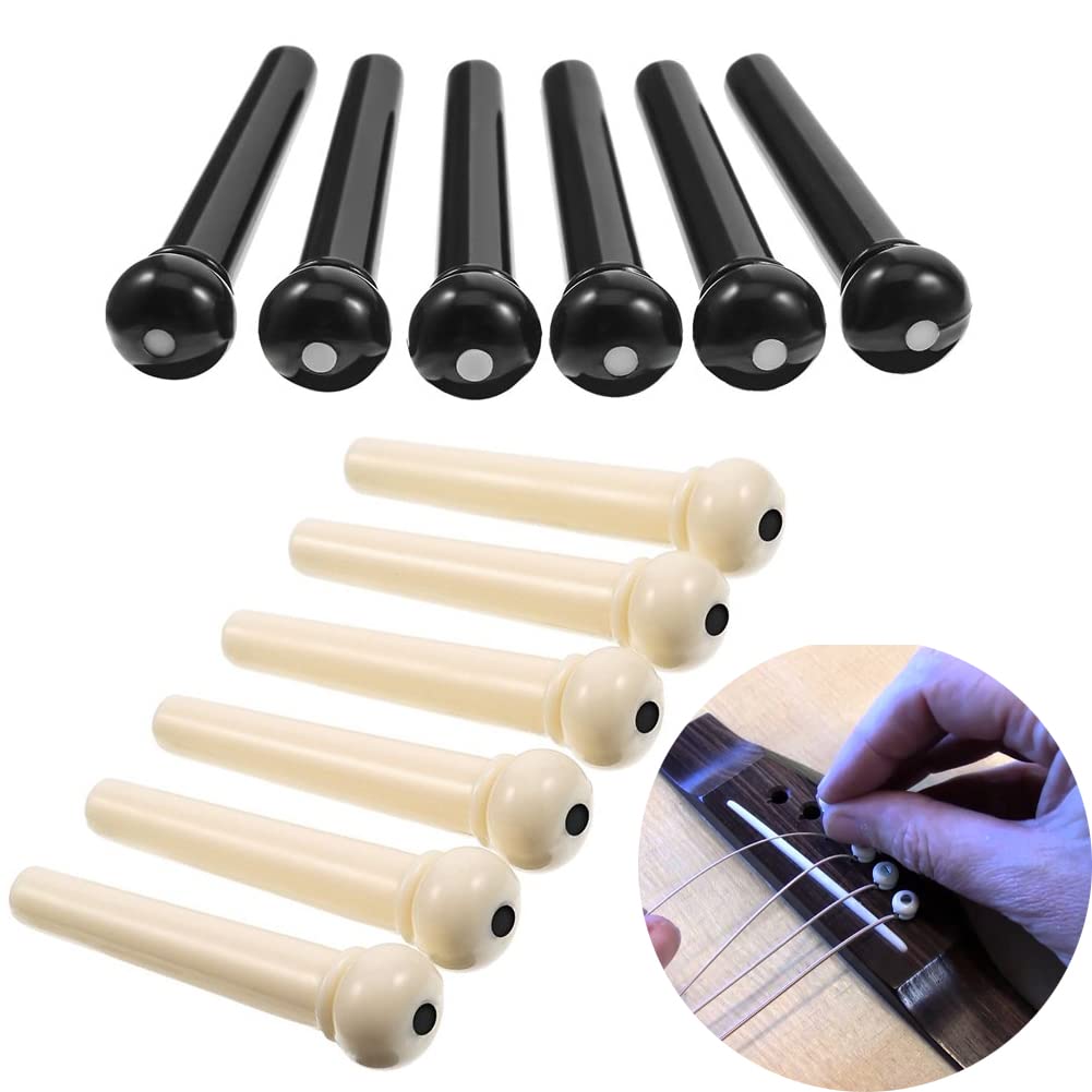 ASIV 12 Pcs Chevilles Pour Guitare, Goupilles De Chevalet, Pieces De Rechanges Pour Guitares