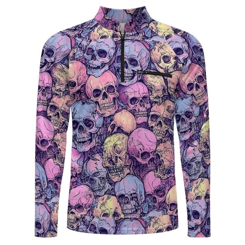 Human Skulls Men's Sun Protection Shirts UV SPF UPF 50+ Long Sleeve Rash Guard Lightweight4