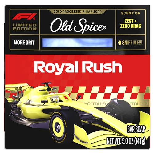 Image of Old Spice Bar Soap for Men, F1 Collection, Cold Pressed with More Grit, Fast Track to Freshness, Made with Natural Oils & Plant Based Cleanser, Royal Rush with Zest & Zero Drag Scent, 5 oz