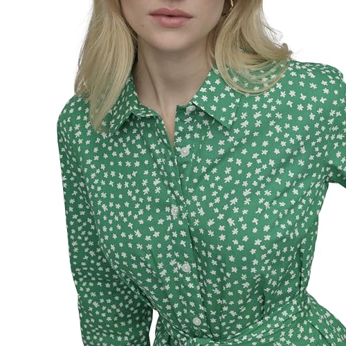 Image of DKNY Women's Long Sleeve Collared Tie Fit & Flare Mini Dress