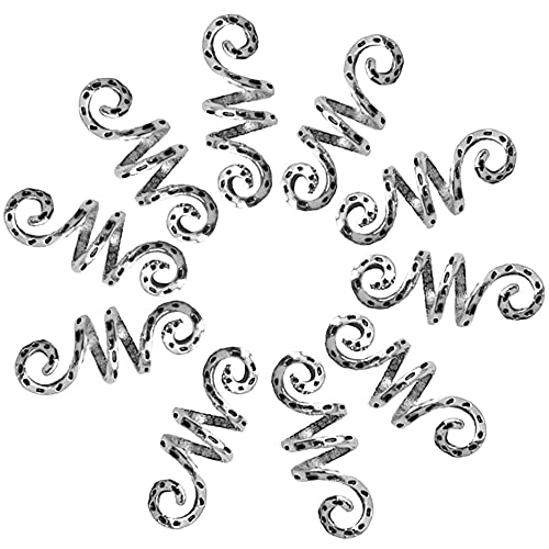 Vintage Silver Braid Hair Rings Cuffs Coil Jewelry Dreadlock Beard Beads Cuffs Clips for Hair Rings Women Men Accessories Cover