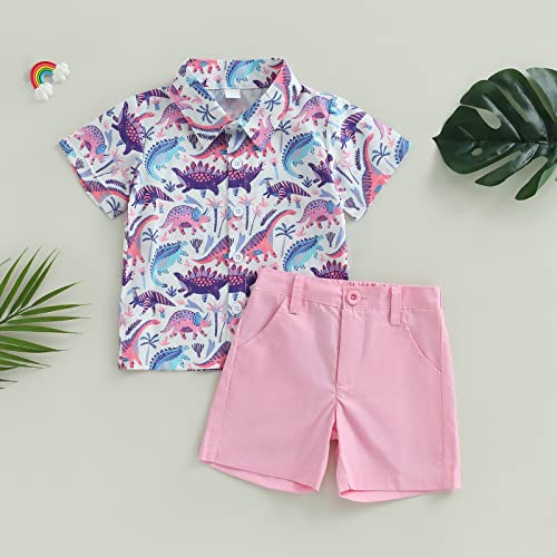 Ledy Champswiin Toddler Boy Summer Outfits Button Down Short Sleeve Floral Shirts & Casual Shorts 1-6 Years Boys Clothes Set2