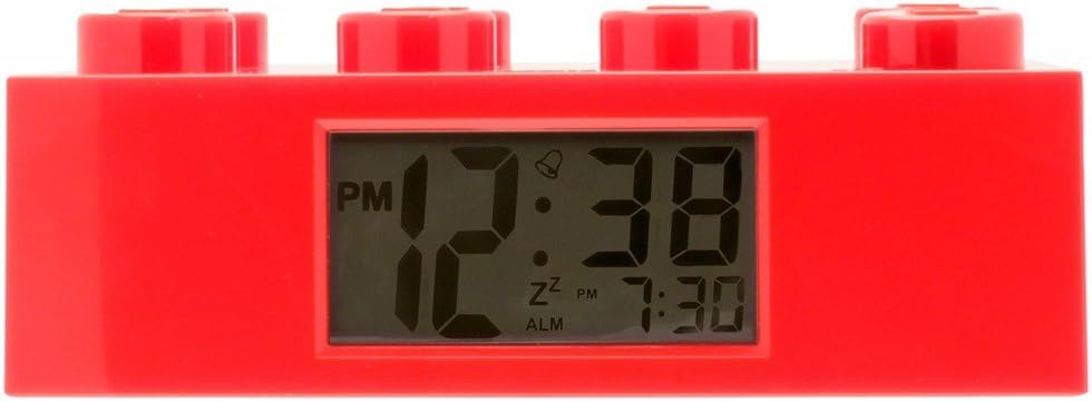 Lego 9002168 Red Brick Kids Light Up Alarm Clock | red | Plastic | 9.5 inches Tall | LCD Display | boy Girl | Official