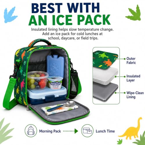 MISS BIG Dinosaur Kids Lunch Bag for Boys, Insulated School Lunch Bag, 5L — view 3