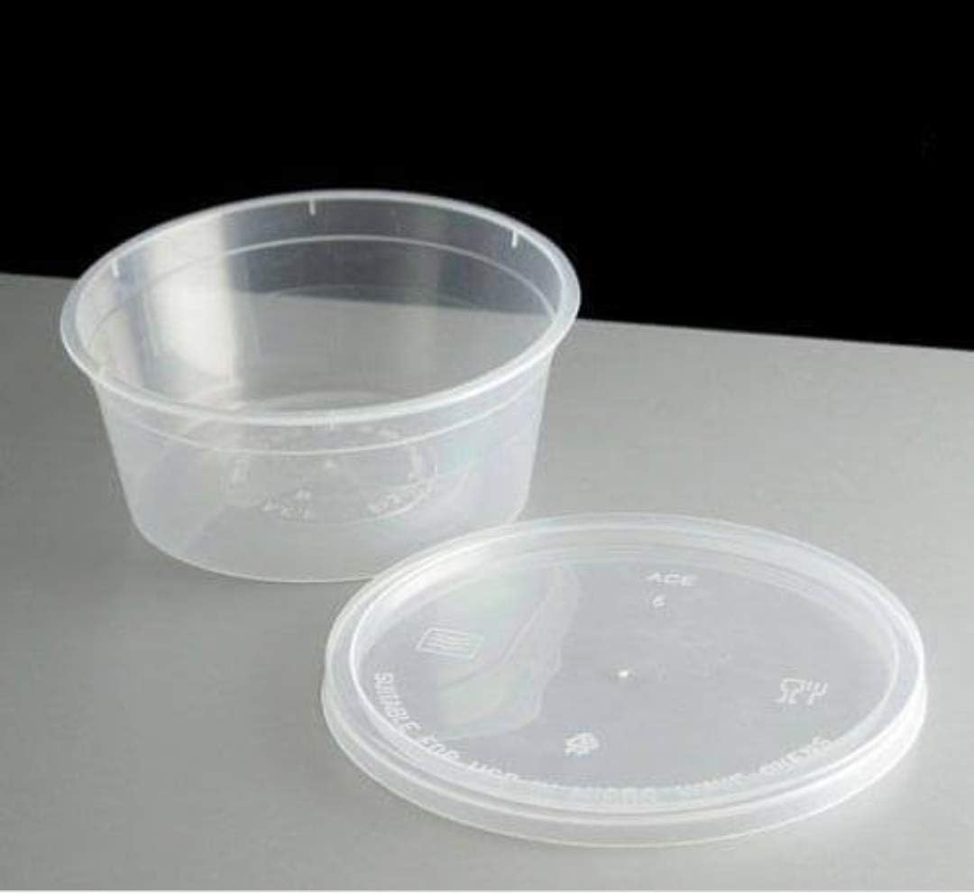 Manoj Enterprises Plastic Round Reusable Microwave Safe Containers with lid - 100ml transparent (Pack of 50)