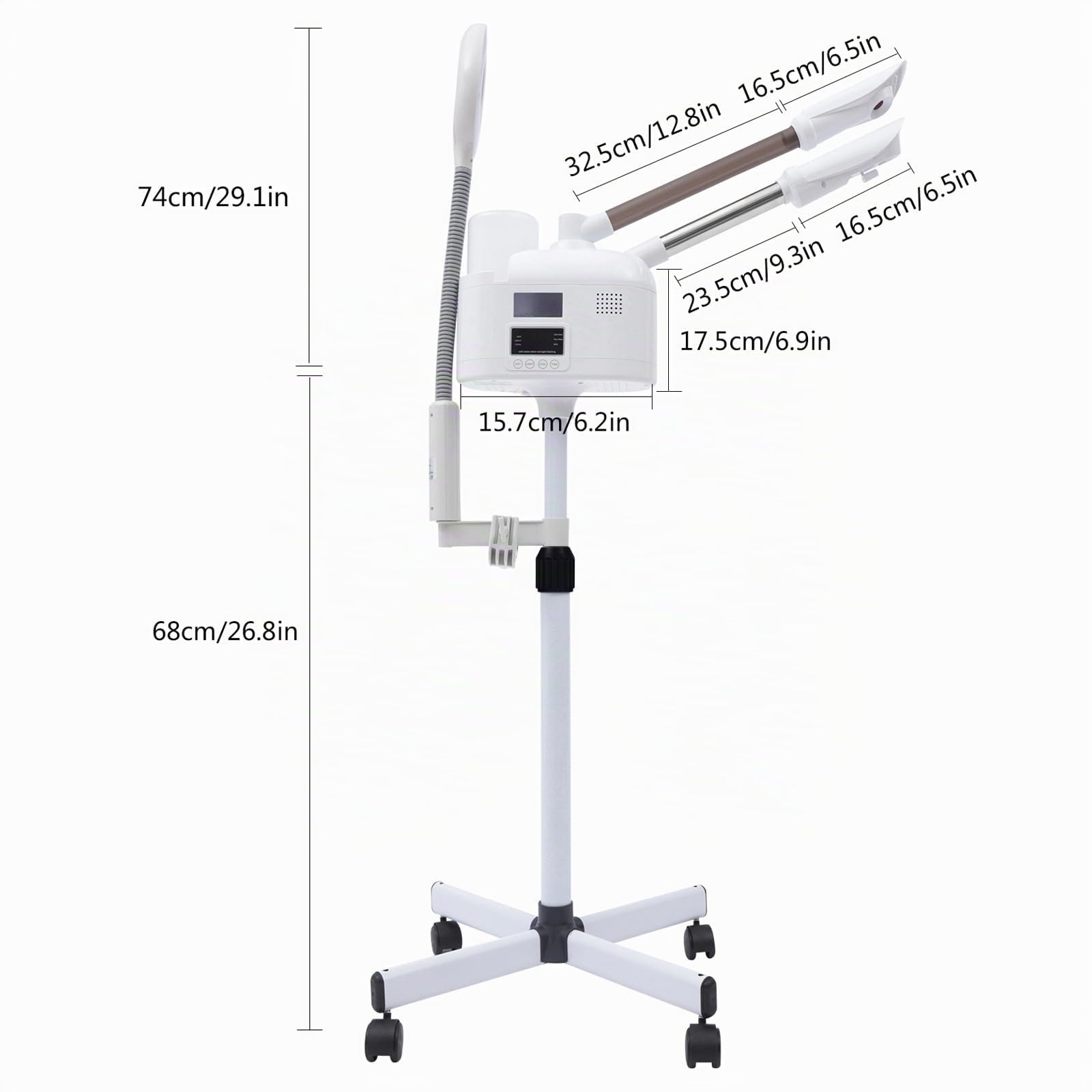 Vapozone estetica professionale, vaporizzatore viso e pulitore a vapore, touch screen intelligente con LED e lente d'ingrandimento, regolabile in altezza e angolo, per saloni di bellezza, studi e casa