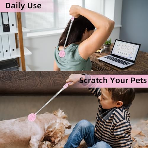 Image of WOVTE Back Scratcher for Women, Extendable Pink Back Scratcher with Double Sided Head, Stocking Stuffers Mothers Day Gifts Christmas Birthday Gifts for Women Mom