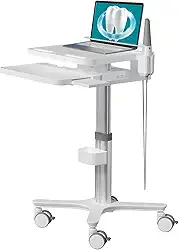 Carrinho Médico Com Bandeja Para Laptop E Suporte Scanner Oral - Estação De Trabalho Móvel Enfermeiros Altura Ajustável Hospitais, Salões Odontológicos Beleza (Mto-3)