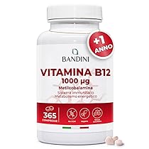Bandini® Vitamina B12 365 Compresse (+ 1 Anno), Metilcobalamina 1000µg, 100% Vegan, Vitamine B 12 per il Sistema Immunitario, Vit per Normale Metabolismo energetico, Stanchezza Fisica e Mentale