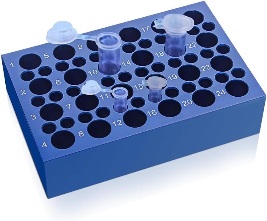 Dual-Size Aluminum Cooling Block Reusable 0.2ml/1.5ml/2ml Centrifuge Tube Ice Bath Cooler