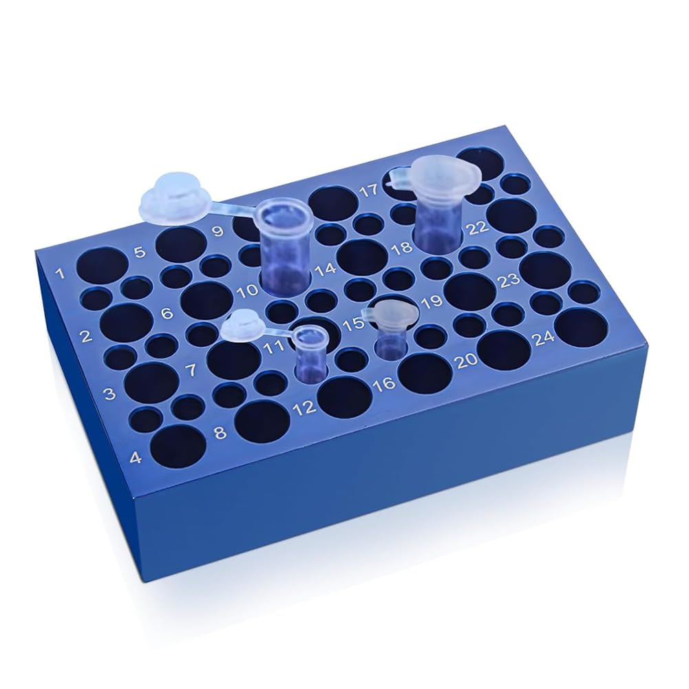 Nondk Dual-Size Aluminum Cooling Block Reusable 0.2Ml/1.5Ml/2Ml Centrifuge Tube Ice Bath Cooler
