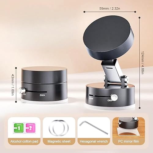 Miniatura 4 de Soporte magnético para teléfono al vacío y soporte de ventosa para automóvil, gimnasio, ducha - Plegable ajustable de doble cara fuerte absorción