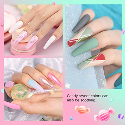 MEFA Gel Nail Polish Set 20+3 Pcs, Summer Pastel Hot Pink Sage Green Blue Cotton Candy Colors Soak Off Nail Gel Kit with Glossy Shine & Matte Top and Base Coat for Nail Art Salon Design Manicure Gifts for Women Girls - Thumbnail 4