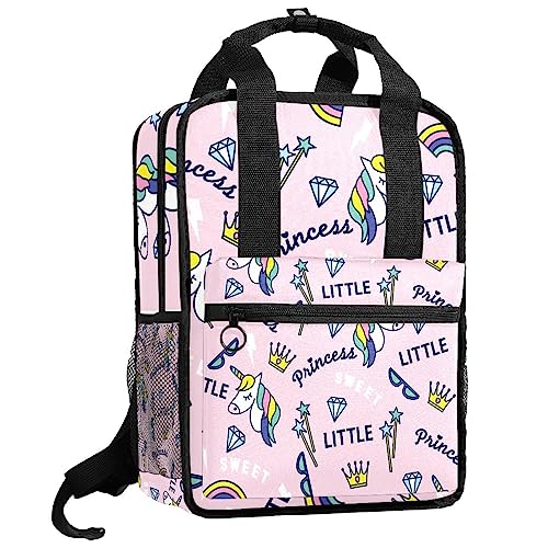 Cartable fille rose à motif couronne contre le mal de dos scolaire
