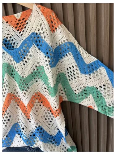 Image of Verdusa Women's Crochet Beach Summer Sweater 3 /4 Length Sleeve Boho Off The Shoulder Tops