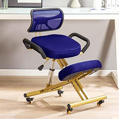 Ergonomic Kneeling Chair with Back Support, Adjustable High Stool Rollers for Home and Office, Improves Posture Angled Seat Thick Cushions (G)