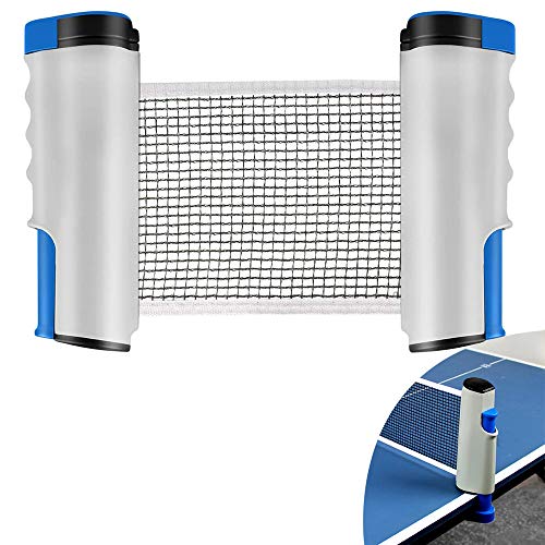 YUANXIASM Red de Ping Pong Ajustable,Red de Tenis de Mesa Retráctil, Soporte de Ping Pong Portátil para Escritorio de Oficina, Cocina o Mesa de Comedor.Longitud Ajustable (Gris-Azul)